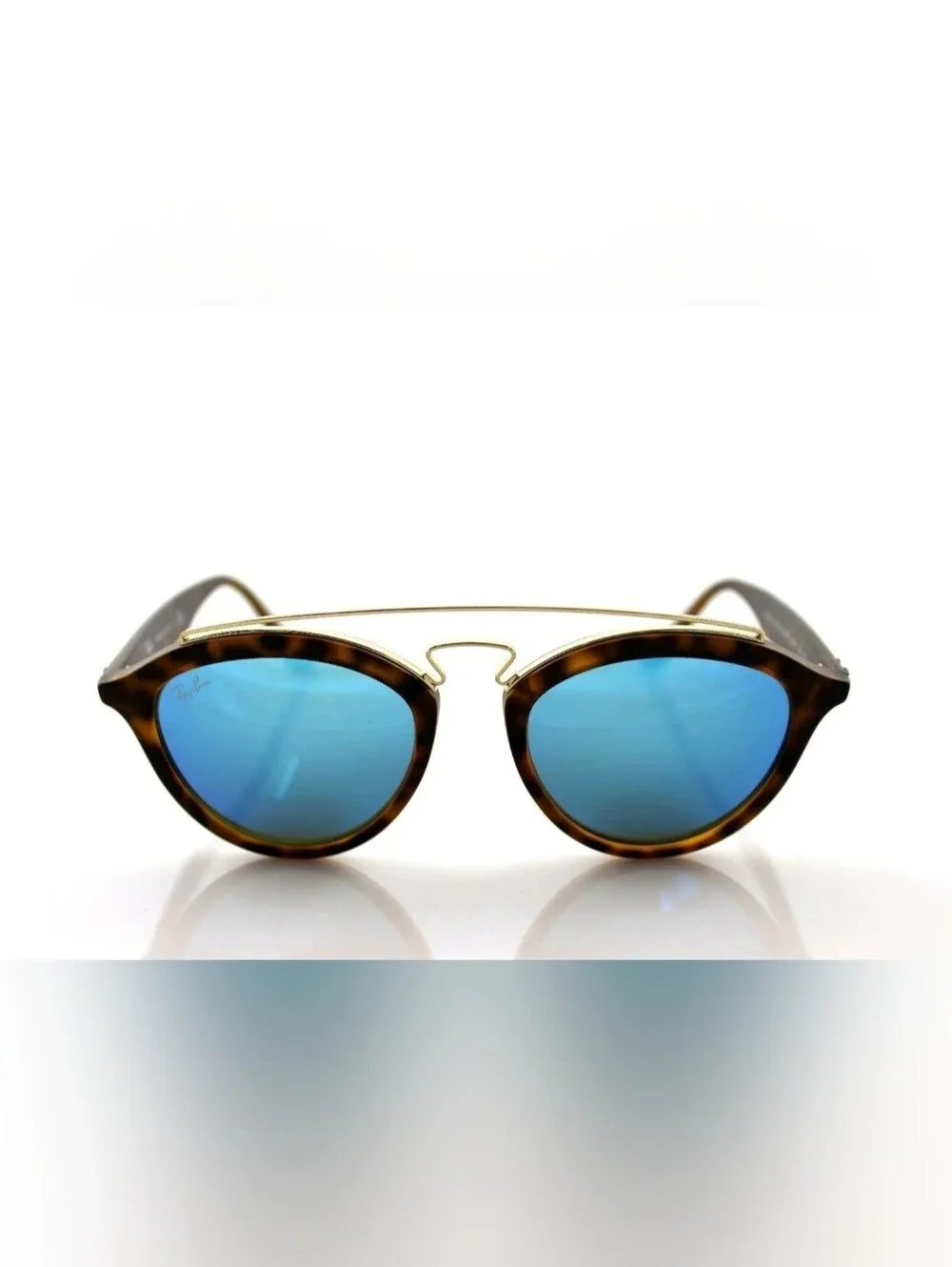 Ray-Ban Tortoiseshell Frame Sunglasses with Blue Lenses
